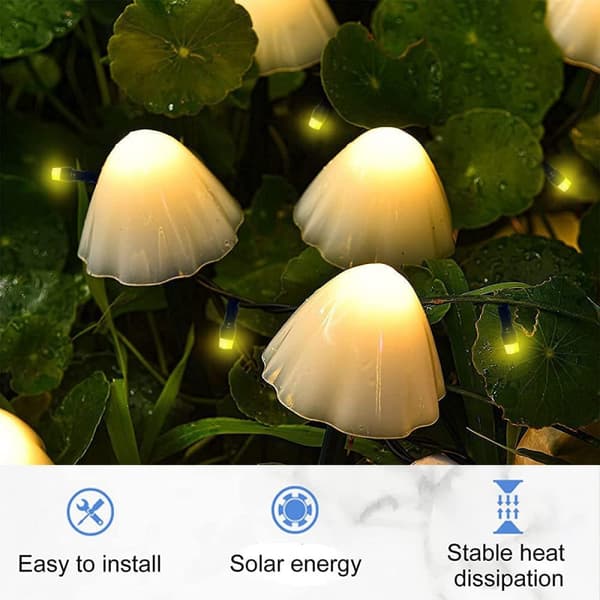【NX】Solcellelamper kompatible med udendørs have, solcellelamper i form af svampe