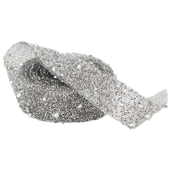 1 yard Delikat glitrende krystalpailletbånd Krystalbånd Trim DIY Håndværk (sølv)