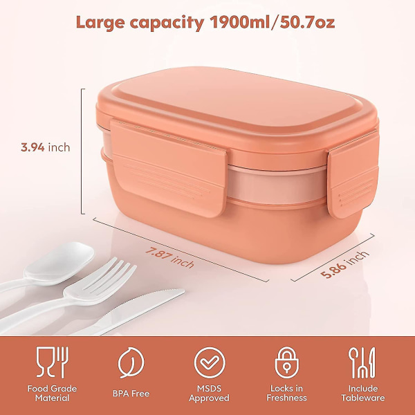 Bento Box Vuxen Lunchbox.3 Stapelbara Bento Lunchbox For Vuxna/barn
