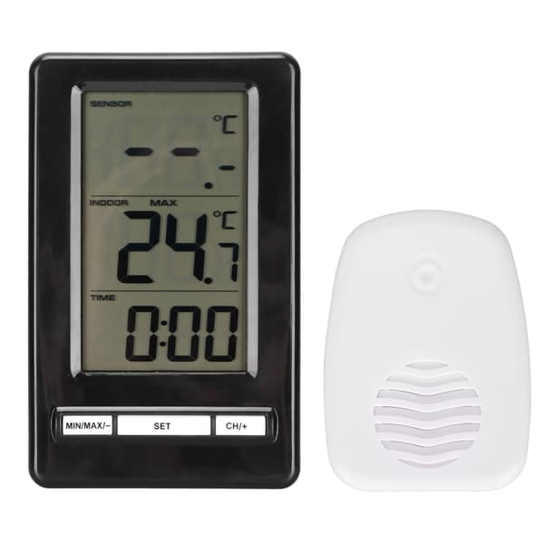 Trådlös Elektronisk Termometer Inomhus Utomhus Hem Digital Väderstation Klocka Display Elektronisk termometer