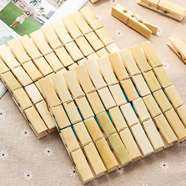 20 stk. bambus klemmer til tøj med fjeder, vindafvisende klemmer til udendørs altan