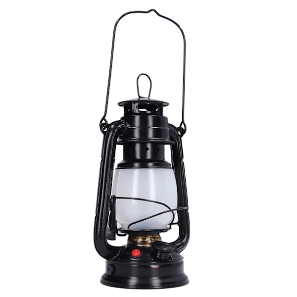 LED-lanterne campinglampe Genopladelig lampe Retro stil Bærbar EU-stik 110‑240V Varmt hvid Lys sort
