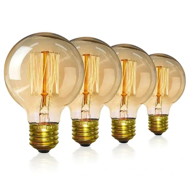 4-pack Vintage Edison Light Bulbs - Dimmable G80 E27 40W Warm White Light 220V Black