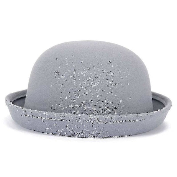 Trendy Dame Bowler Derby Hat i Solid Farve, Wool Filt, 57cm, Royalblå