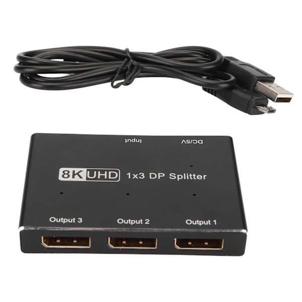 1x3 DisplayPort Splitter Triple MST SST Hub DP 1.4 Splitter for iOS System for Windows System for Android System