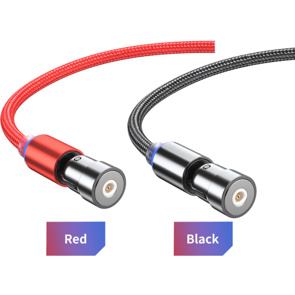 3-i-1 magnetisk ladekabel Nylonflettet ladeledning med LED-lys Kompatibel med iOS/Micro USB/Type-C-enheter, svart 3,3 fot, modell: svart 1m