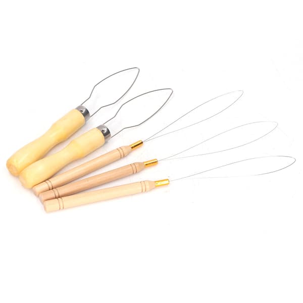 5 stk. Hårforlengelsesløkke Nål Treder Wire Pulling Hook Bead Tool for å lage knapper Elastiske bånd Trekksnorer