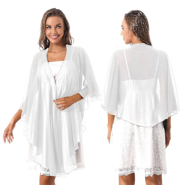 Elegant Marinblå Chiffon Hög-Låg Bröllop Bolero Cape