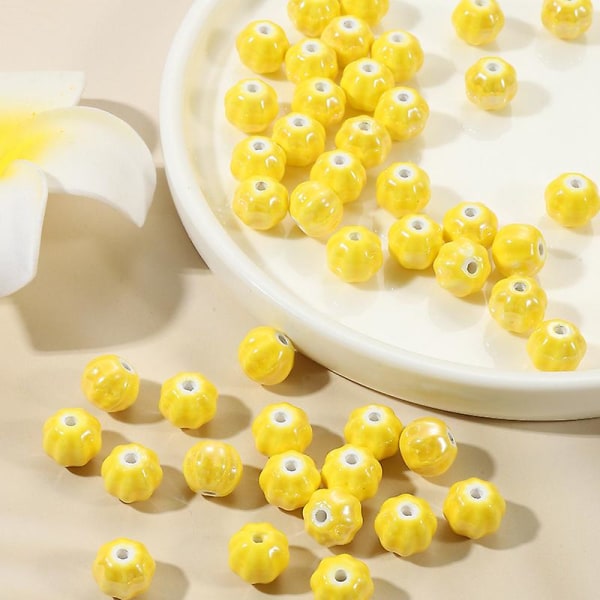 Vandmelon Perler DIY Løse Perler Flettet Armbånd Halskæde Materialer yellow 20 pieces