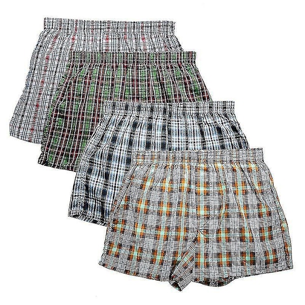 Klassiska rutiga boxershorts för män 100 % bomull 4-pack XL bekväma och andningsbara