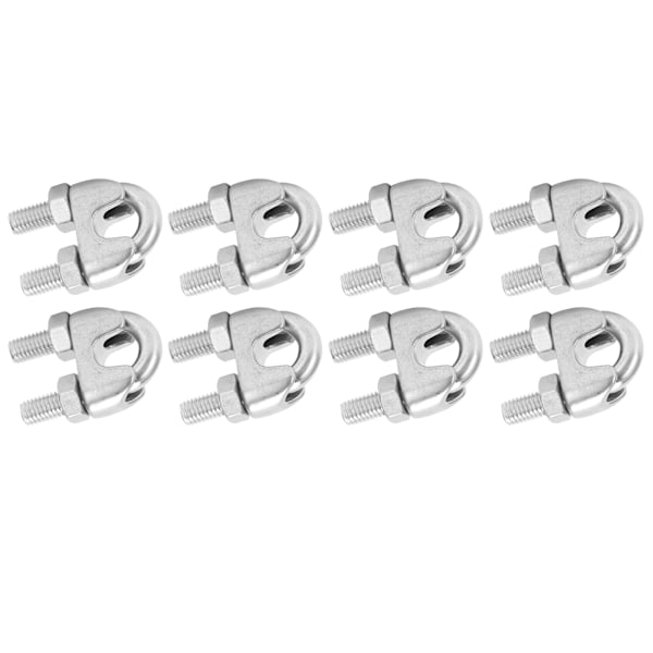 8 stk. 3/8 tommer M10 rustfrit stål wirekabelklemme U-bolt sadelbeslag