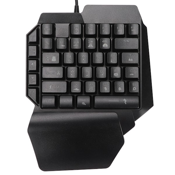 Enhandsspeltangentbord 39 nycklar Lysande ergonomisk design Anti-halk Vattentätt mekaniskt USB-tangentbord
