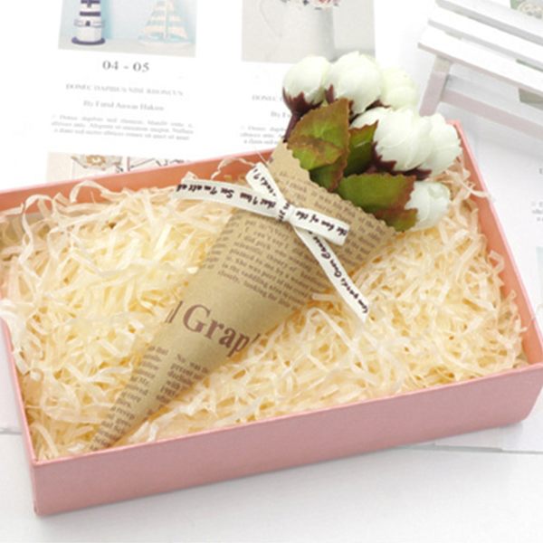 Papper Strimla Filler Utsökt Ljusa Färger Luktfri Raffia Filler Presentförpackning Fyllare för Presentkartong Dekoration Beige 100g