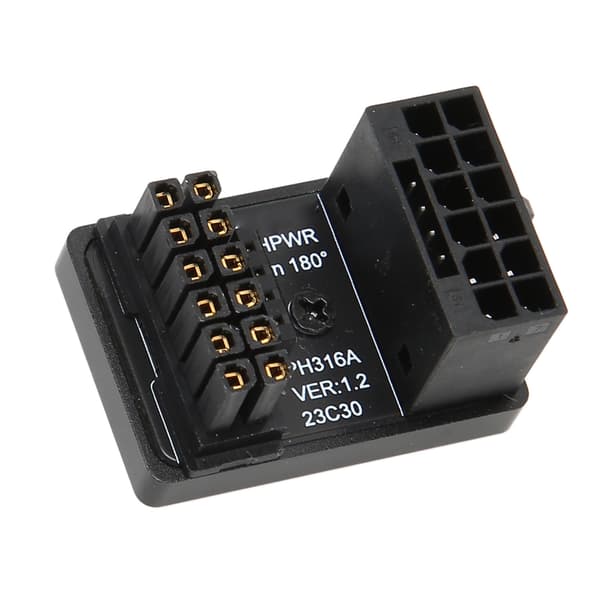 GPU PCIe-stik 600W 12V HPWR 16P til 16P Han til Hun 180 Grader GPU Strømadapterkort til Stationær Computer PH316 Sort