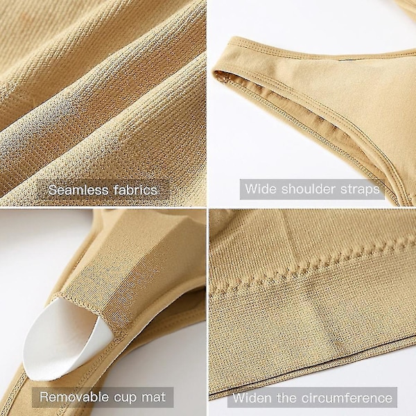 Iskun kestävä urheiluliivi naisille | Kevyt tuki, irrotettavat pehmusteet | Jooga, kuntoilu, salitreeni | Hengittävä nylon ja spandex | 10 väriä | S-4XL, Beige