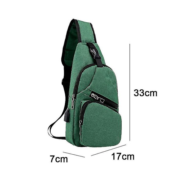 Mørkegrøn skulderrygsæk brysttaske crossbody dagrygsæk til kvinder og mænd