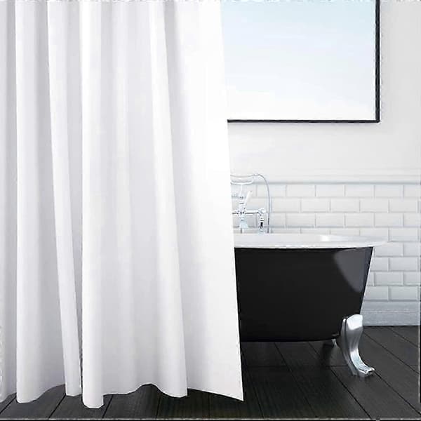 Extra Lång Vit Enfärgad Duschdraperi i Tyg - 180 x 220 cm för Badrum