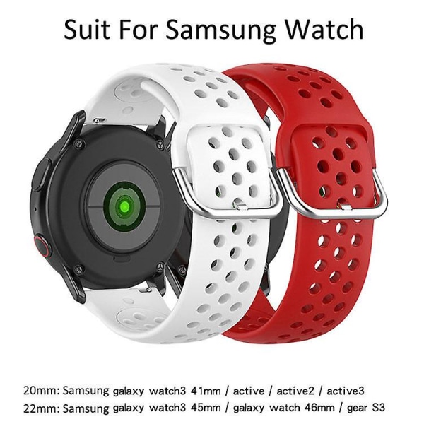 Erstatningsjusterbare sportsklokkeremmer Silikonklokkeremmer 20 22 mm for Samsung Galaxy-klokkeremmer