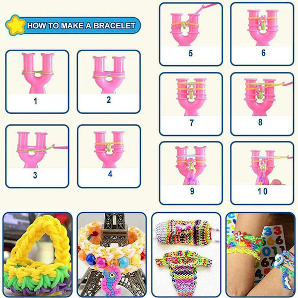 Rainbow gummibandskit Gör-det-själv-armbandstillverkningssats Gör-det-själv-pysselverktyg för barn, barn och vuxna