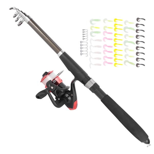 Teleskopisk fiskespö och rulle Combo Kit med Lure Outdoor Fishing Accessory med bärväska