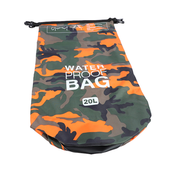 Vandafvisende Tørpose Polyester PVC Letvægts Foldbar Bærbar Rulletop Tørpose til Svømning Orange Camouflage 20L