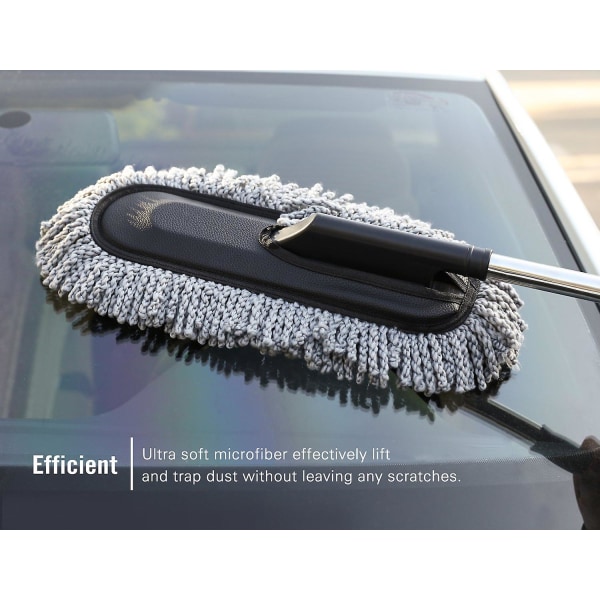 Bil Duster, multifunktions bilvaskebørste udvendig og indvendig mikrofiber støvsuger med forlængeligt håndtag til rengøring