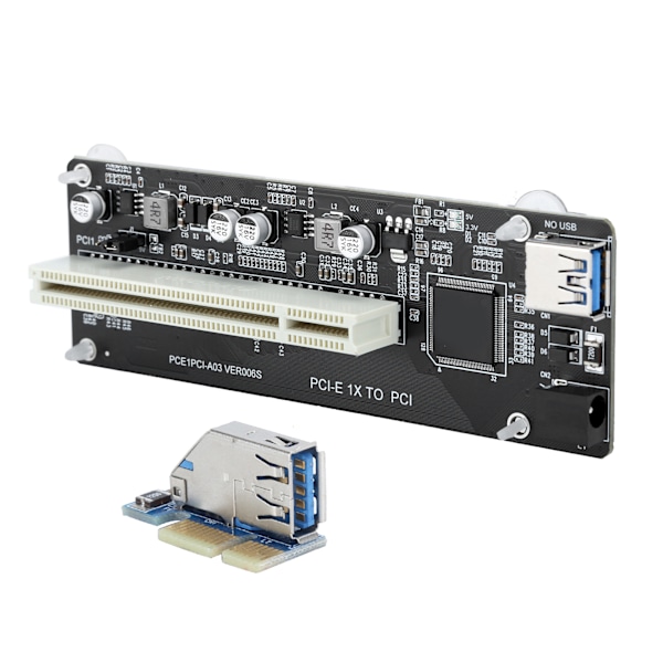 PCIE till Dubbel PCI Adapter Resin Riser Expansionskort med 0.6m Anslutningskabel