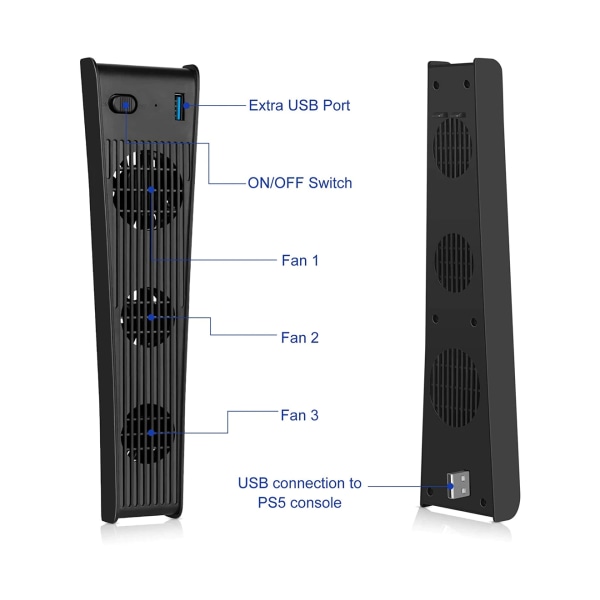 Spelkylfläkt med USB3.0-port för Sony PlayStation 5
