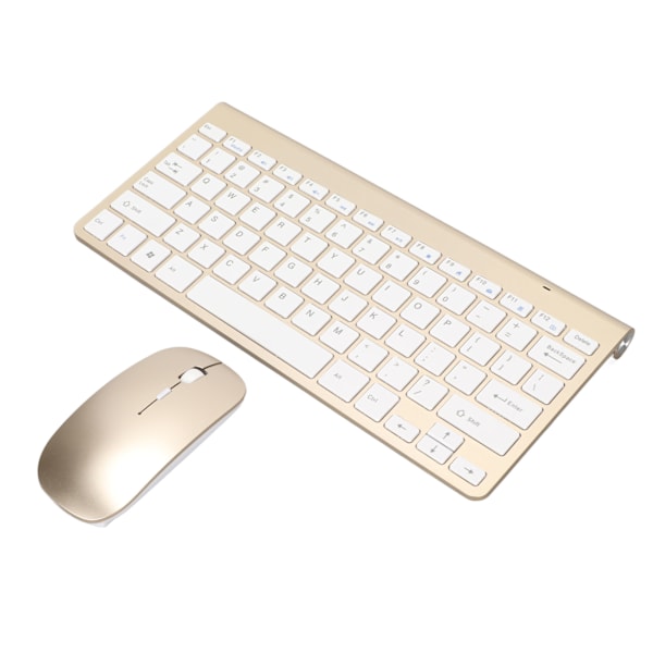 Tangentbord Mus Set 2.4G trådlöst 78 nycklar USB Tunna Etsade Keycaps Ergonomi Mute Button Datortangentbord Mus Guld