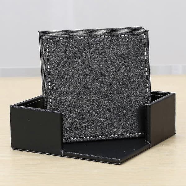 Set med 6 svarta läderunderlägg