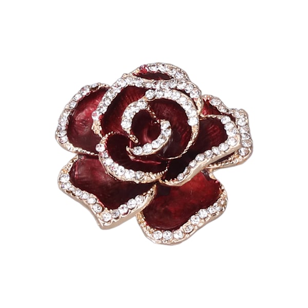 Brosch Pin Camellia Form Elegant Utsökt Strass utsmyckad Brosch för kvinnor Kläder Siden Halsduk Dekoration PresentRöd