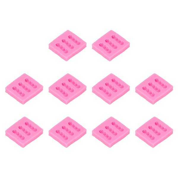 10 stk. Silikone Bageform Multifunktionel Høj Temperaturbestandig DIY Kiks Chokolade Slik Form Pink