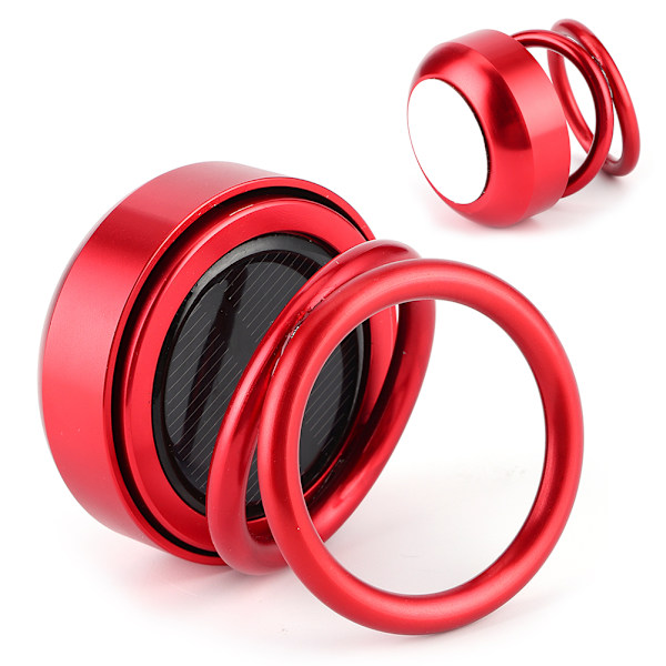 Billuftfräschare Solenergi Roterande Lukt Eliminator Aromaterapi Diffusor W/Dubbel Ring Röd