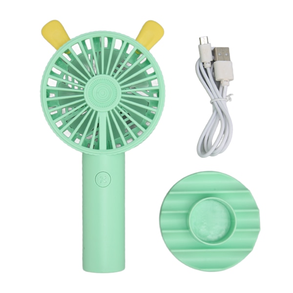 Kädessä pidettävä tuuletin, pupunkorva-tyyli, USB-lataus, 2 nopeustilaa, 500 mAh akku, ergonominen mini kannettava tuuletin kotiin, matkoille, toimistoon, vihreä