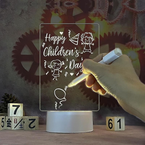 LED gennemsigtig lysemitterende notesblok børns tegnebræt kan slette besked hjem memo prompt desktop skriveplade 1