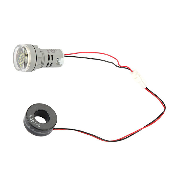 0-100A Digital Amperemeter AC Strömmätare Indikator LED Rund Lamp Ljussignal (Vit)