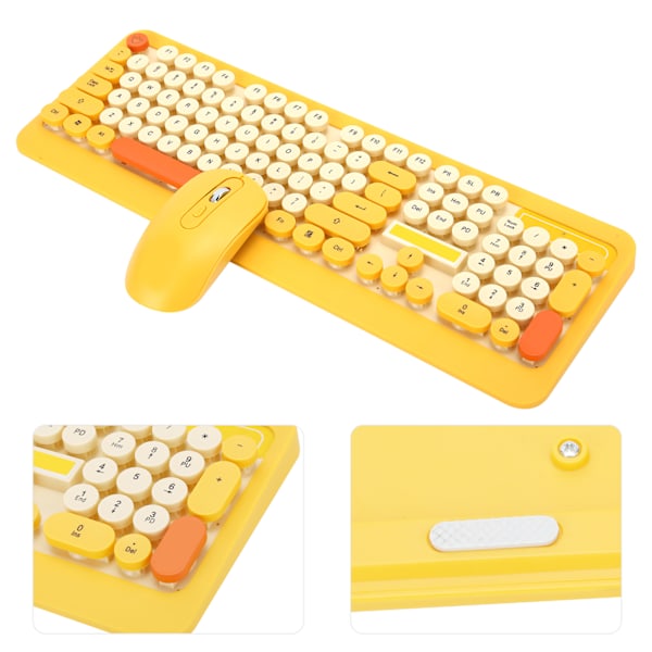 K68 Tangentbord Mus Set Trådlös Punk Cartoon Receiver Datortillbehör Gul DuckHappy Duck