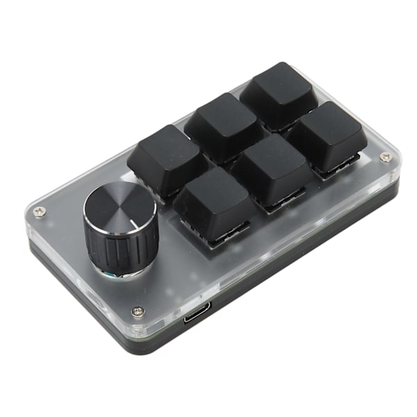 6-knapps minitastatur med ratt RGB Blå brytere Trådløs Plug and Play DIY Programmerbar mekanisk tastatur med én hånd
