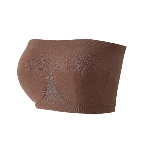 Dame Elastisk Stropløs BH, Sommer Bandeau BH, Plus Size Stropløs BH, Komfort Trådløs BH Brown S