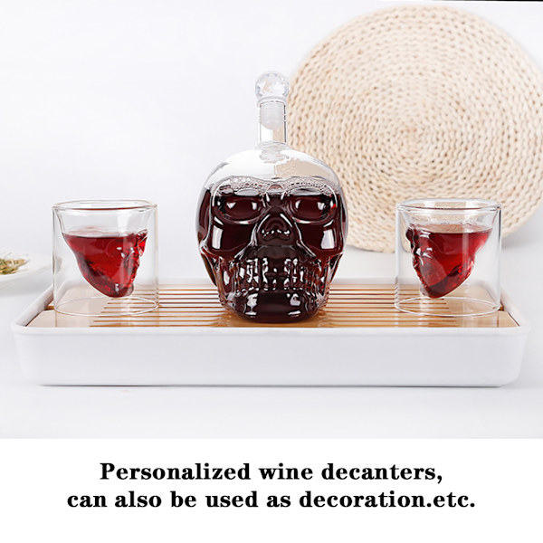 Skeleton Head Decanter 1000ml Glaskaraff Whisky Karaff med propp