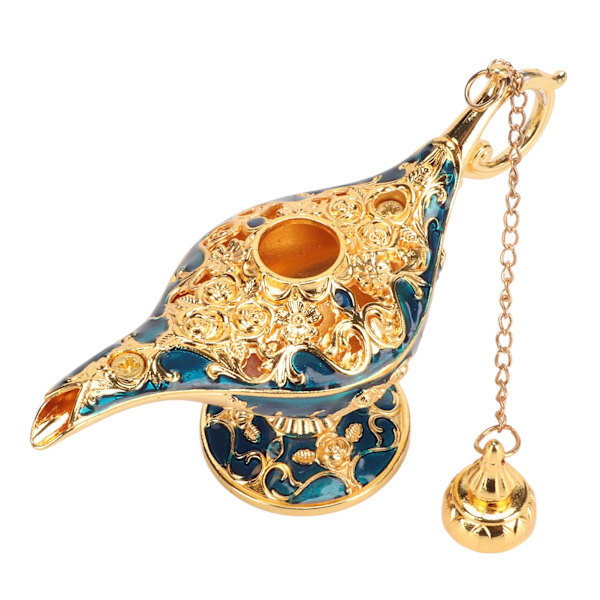 Magic Genie-lampa Utsökt färgäkta iögonfallande legering präglade mönster Genie-lampa för kontor i sovrummet Guld+BLÅ 4,7 tum