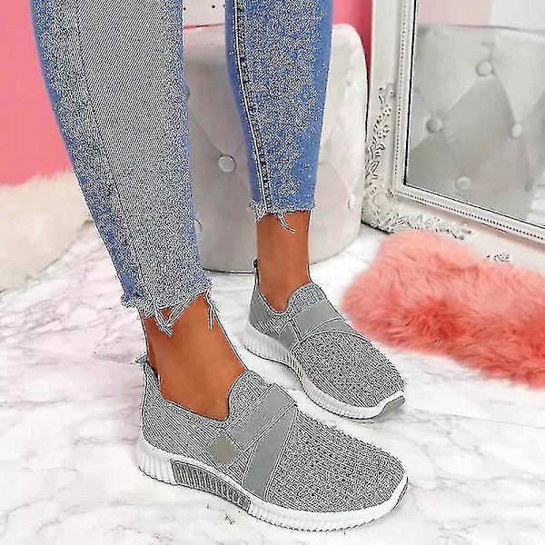 Dammode Slip-on Platform Sneakers med Ortopedisk Sula i Svart och Grå