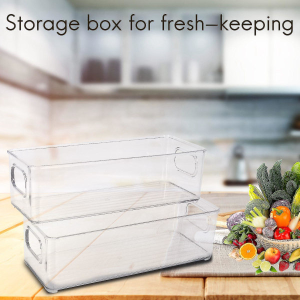 4 Køleskabe, gennemsigtig stabelbar plastikmadorganisering med håndtag til køleskab og fryser.