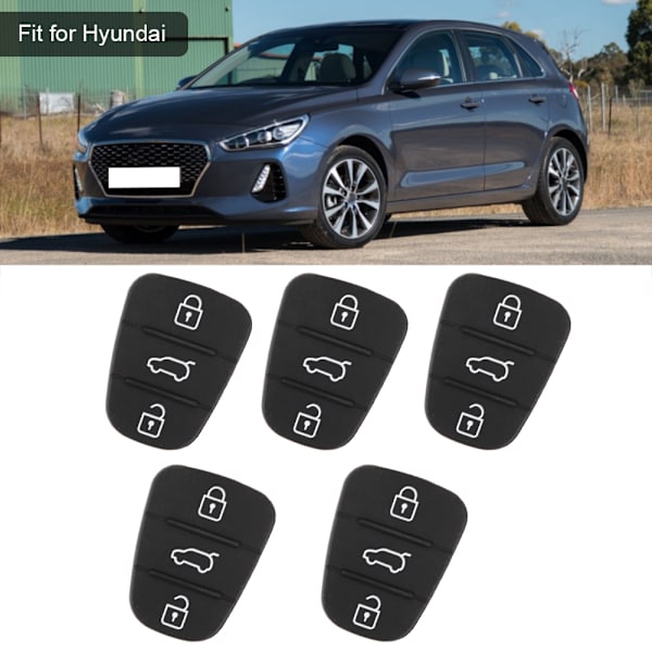 5 stk udskiftningsnøglehuse af gummi 3-knapsdyna Passer til Hyundai Passer til Kia (uden bogstav)