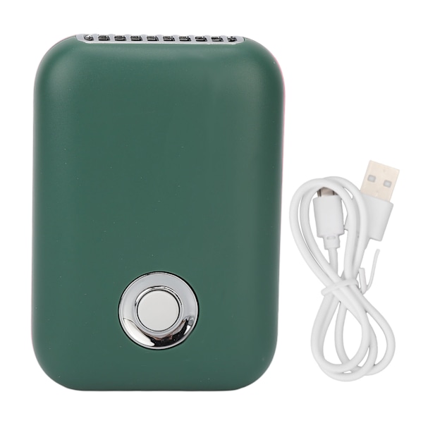 Ögonfransfläkt Mini Bärbar USB Uppladdningsbar 3 hastigheter Lågbrus ögonfransfön med vikbar T-hållare Grön