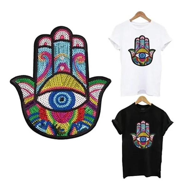 Hand Öga Stryk På Applikationer Paljett Broderade Applikationer för Kläder Jackor T-shirt Huvtröjor