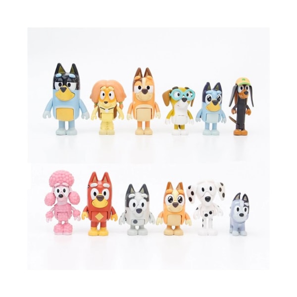 Geniwo Bluey Playtime Family Joint Movable Anime Action Figur Collection Modell tecknade leksaker