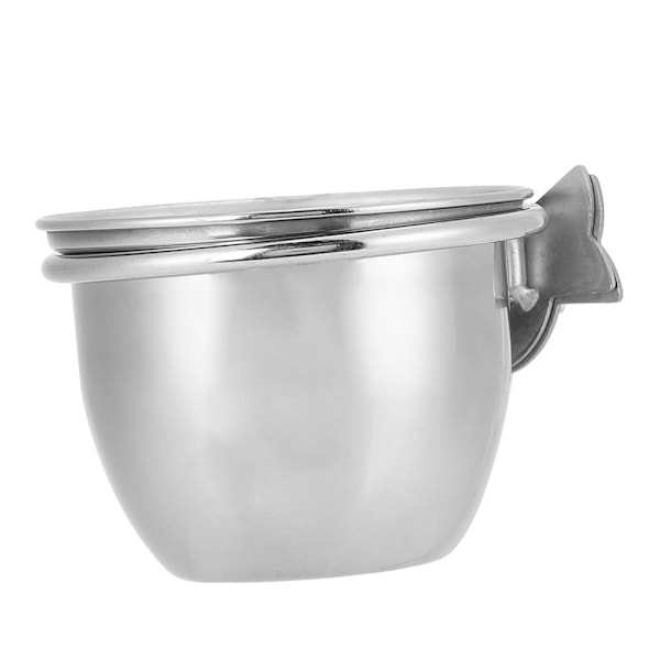 Rustfrit stål papegøje mad og vand Coop Cup Fuglefoder Skålmater med klemmeholder 8,5 cm/3,3in