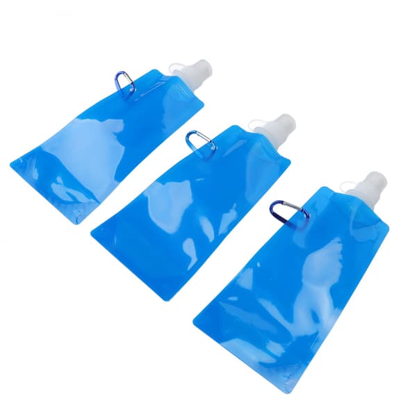 【NX】3-pack 480 ml hopfällbara vattenflaskor bärbara ultralätta hopfällbara dricksflaskor med anslutningskrok
