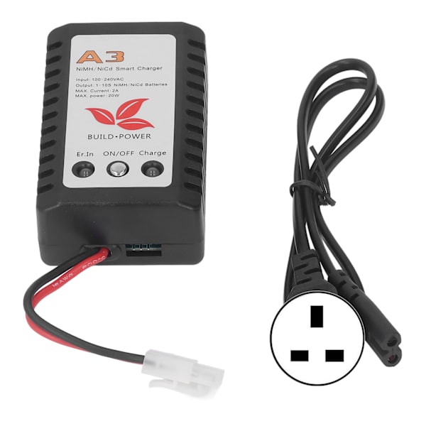 20W Smart batterilader med LED-indikator for 6V 7,2V 8,4V 9,6V NiMH NiCd batteripakke AC 110‑240V UK-kontakt